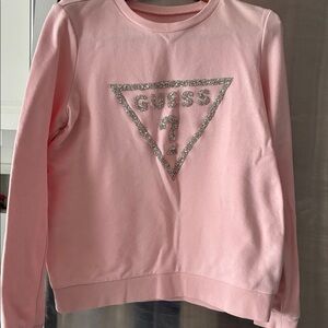 Rhinestones Guess Light Pink Crewneck Soft Sweater